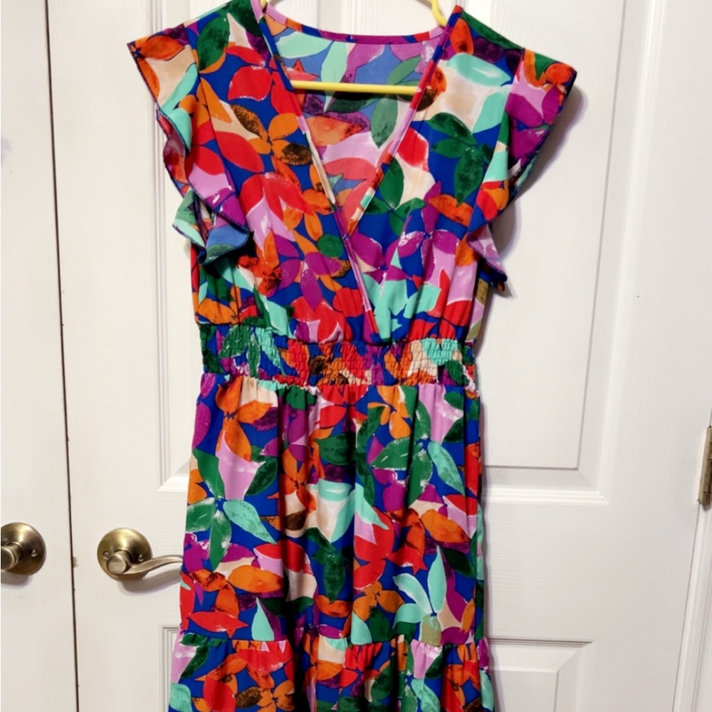 SHEIN Colorful Abstract Print Maxi Dress